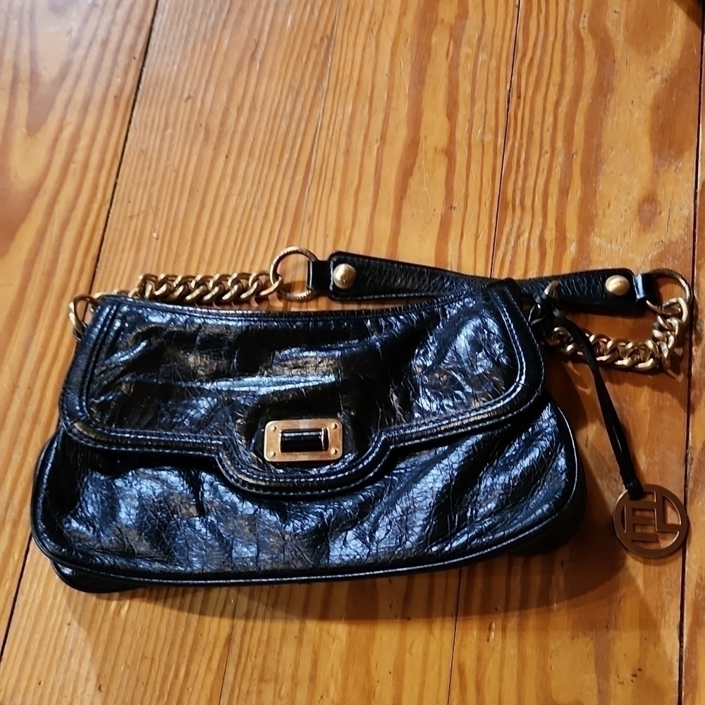 Vintage Elliott Lucca leather purse EUC gold tone hardware chain strap